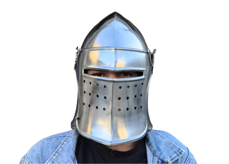 Barbuta Armor Helmet - Opening Visor for LARP & Renaissance Costume