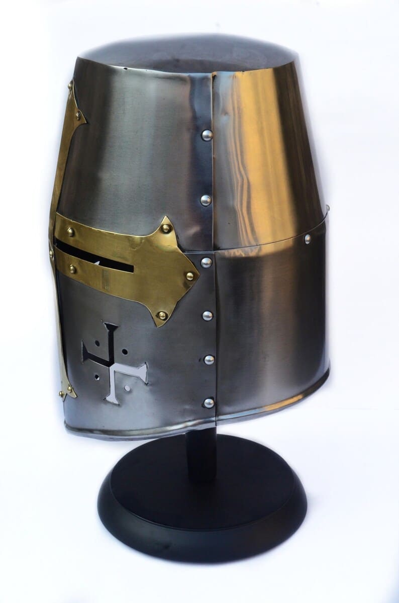 Knight Templar Helmet - Crusader Medieval Armor, Unique Gift for Him