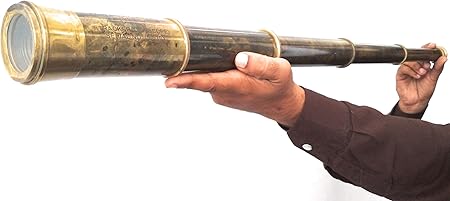 Seltenes 32" Messing-Teleskop der East India Company aus dem Jahr 1818 | Vintage-Piraten-Tracker-Zielfernrohr mit handgenähtem Lederetui – Antike nautische Geschenkbox