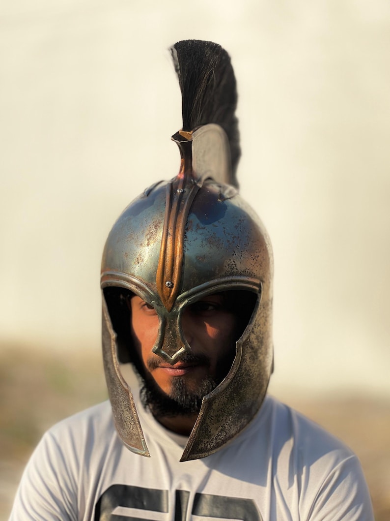 Medieval Troy Achilles Helmet styled as authentic Spartan 300 costume helmet