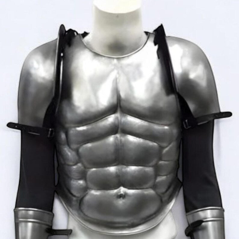 Muscle armor chest plate with adjustable genuine leather straps for secure fit
