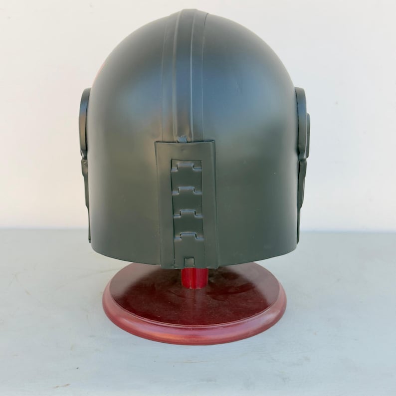 Standard adult-size Mandalorian helmet for cosplay events and Star Wars-themed costumes.