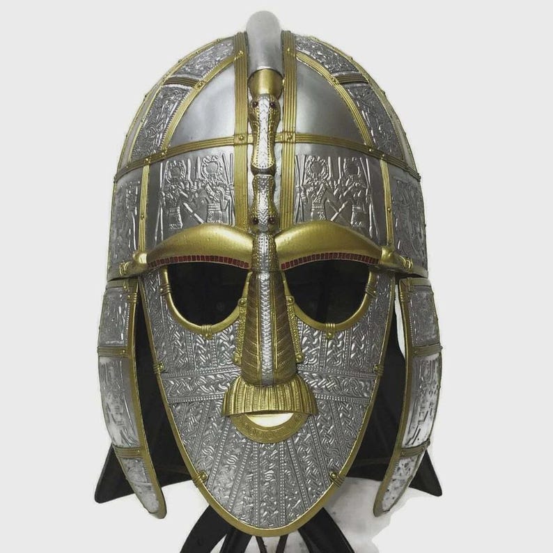Anglo-Saxon Helmet with Chainmail Aventail for Historical Reenactment