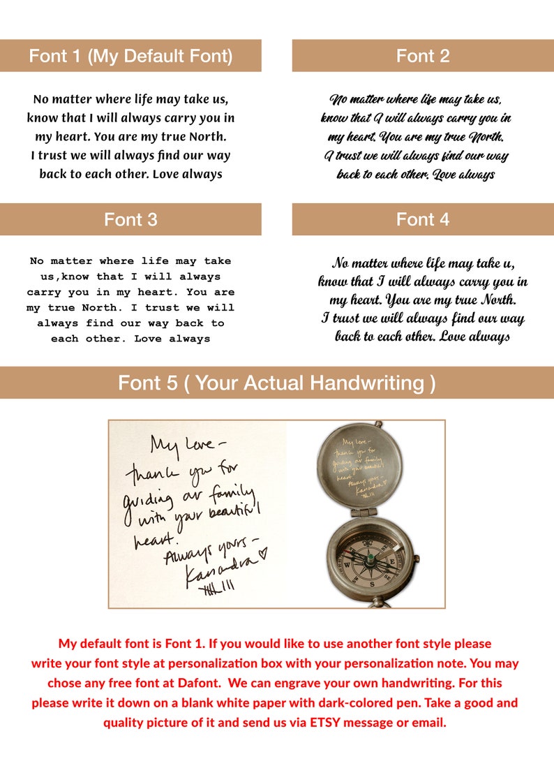 Anniversary Gift for Men – Engraved Brass Compass with Custom Message