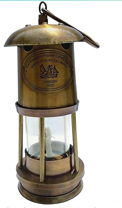 Antique Brass Maritime Miner Lamp Compact Size 6.5 Inches Height