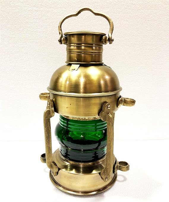 Antique Brown Brass Hanging Marine Ship Lantern with Corded Electric Power