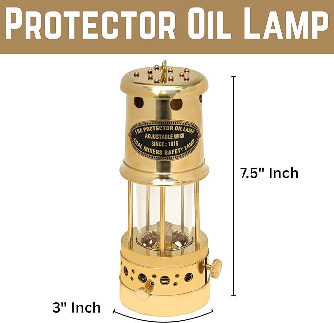 Antique nautical kerosene lamp glowing warmly in rustic home decor setting