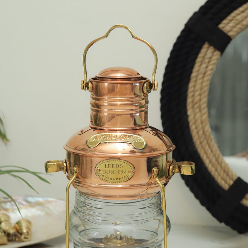 Antique nautical lantern displayed as a perfect gift for maritime collectors