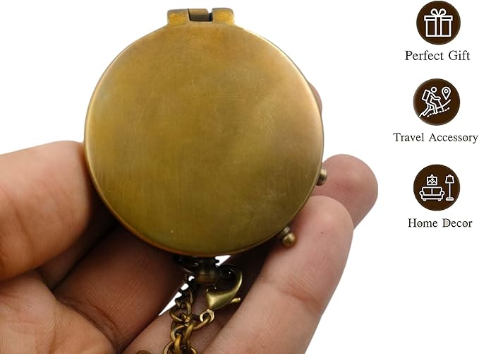 Antique Brass Pocket Compass with Leather Storage Case – Collectible Gift