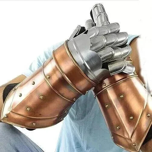 Artisans Hub 18GA wearable Crusader armor gauntlets gloves pair with black finish