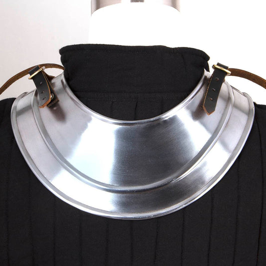 Back view showing adjustable leather straps on Medieval Gorget by Artisans Hub