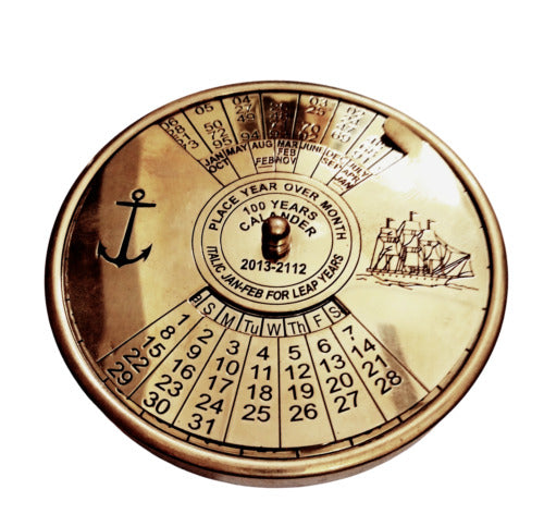 Handmade brass nautical calendar compass by Artisans Hub – collectible maritime gift