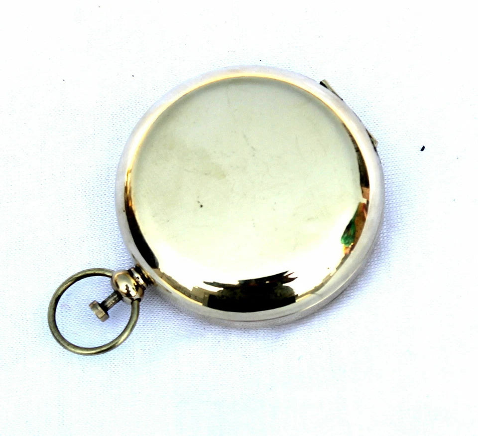 Back view of Artisans Hub solid brass vintage pocket compass