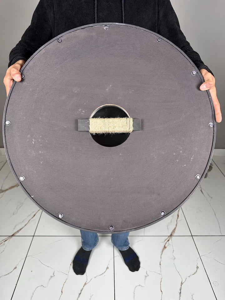 Back view of Artisans Hub Dragon Shield showing straps and construction details