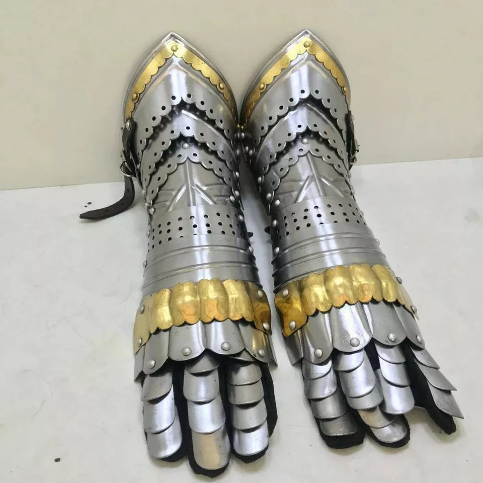Close-up of articulated finger plates on Artisans Hub Medieval Gauntlets