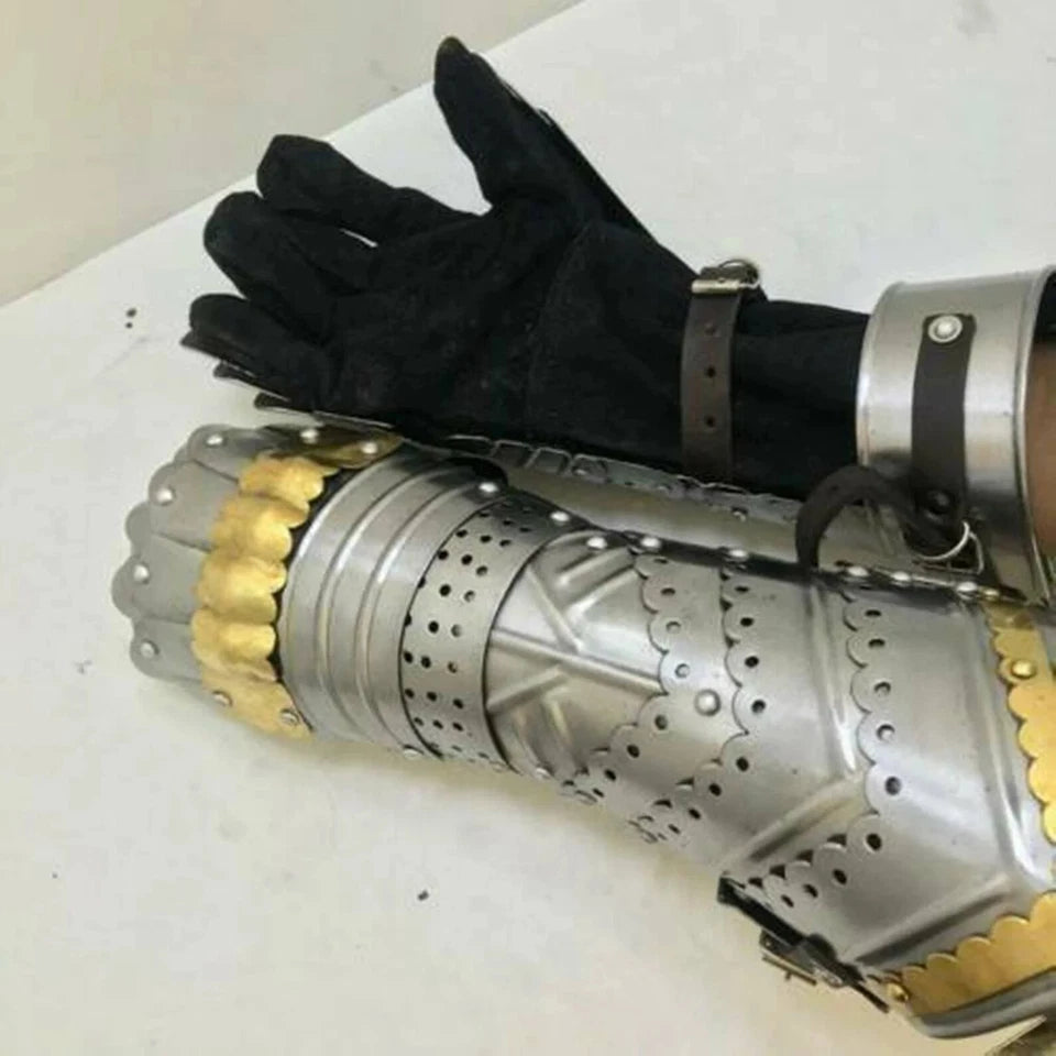 Artisans Hub Gothic Armor Gauntlets worn on arm – medieval cosplay display