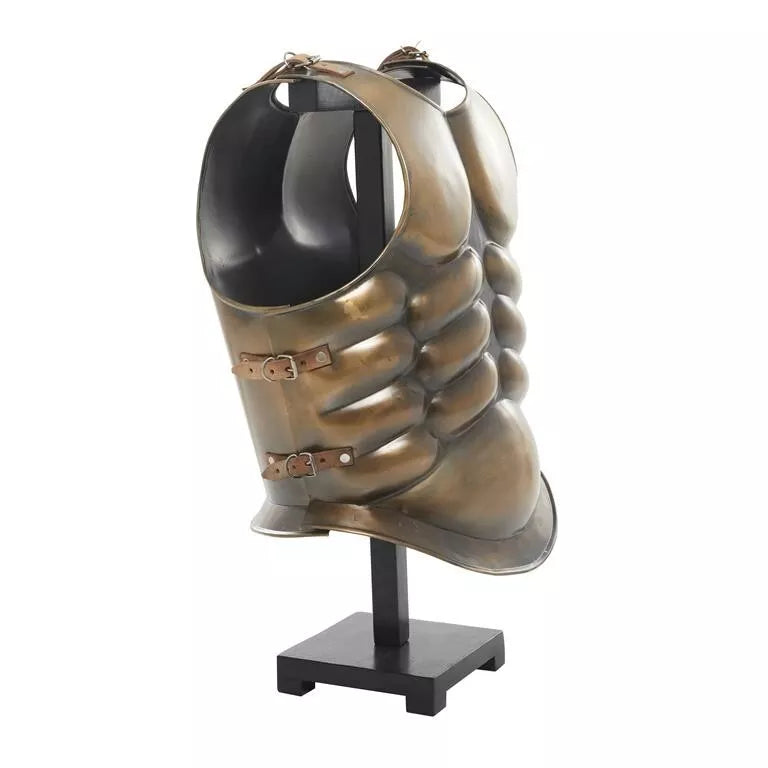 Side angle of Artisans Hub medieval chest armour showing adjustable leather straps
