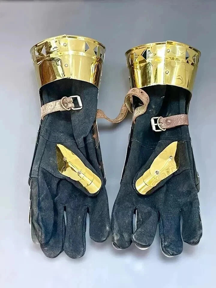 Back view of Artisans Hub Medieval Gauntlets Gloves Pair showcasing armor design