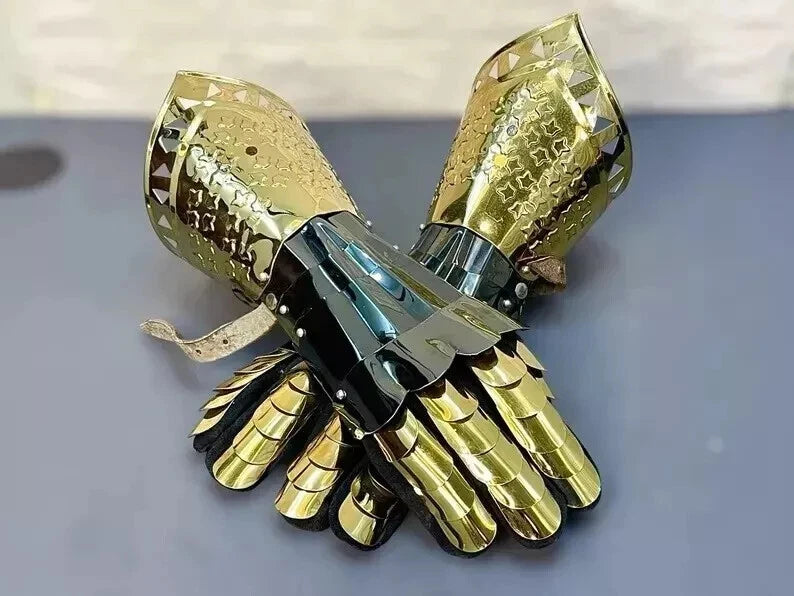 Main image of Artisans Hub Medieval Gauntlets Gloves Pair with polished steel finish
