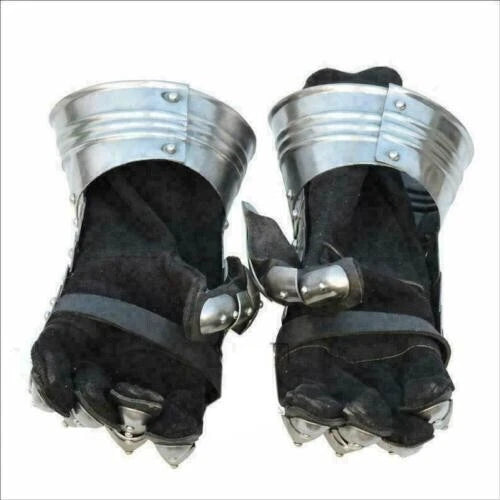 Close-up of plated fluted metal detail on Artisans Hub Medieval Gauntlets