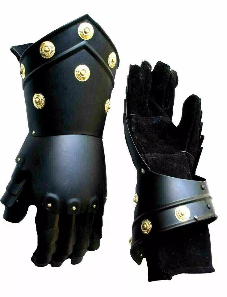 Artisans Hub medieval knight gauntlets crafted from custom black steel