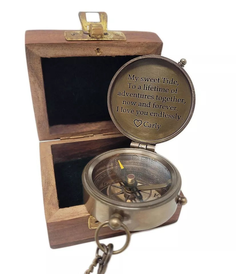 Artisans Hub personalized nautical compass displayed with gift box option