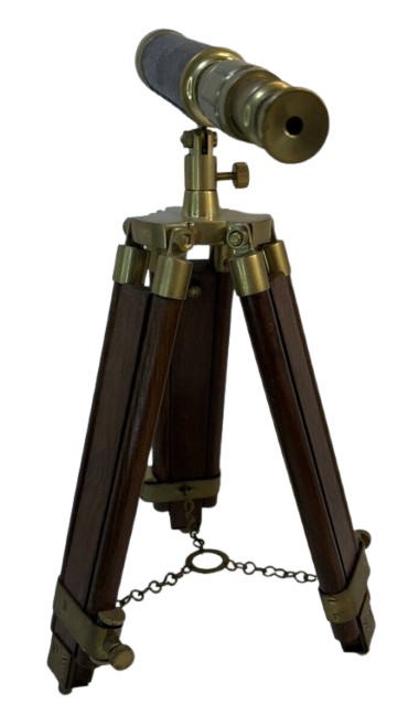 Close-up of telescope scope showing brass detail on Artisans Hub nautical decor piece