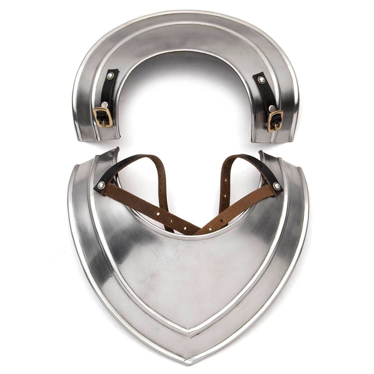 Unworn display of Medieval Gorget showing two-piece shoulder armor by Artisans Hub