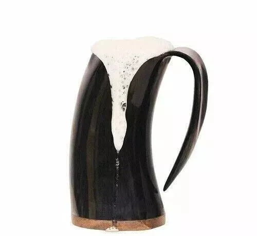 Front view of Artisans Hub Viking Horn Mug – handmade from real ox horn