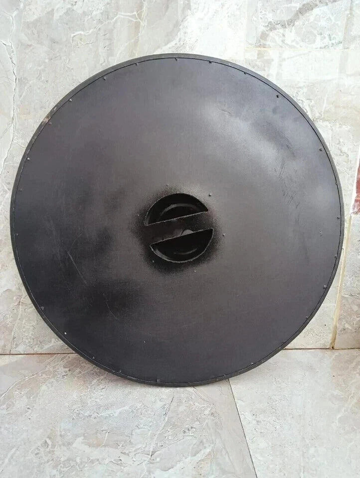 Back view showing straps of 24-inch Viking wooden shield by Artisans Hub