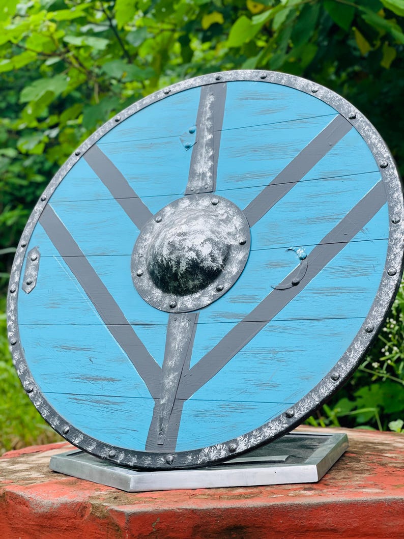 Authentic Battleward Vikings Shield with leather straps and metal boss