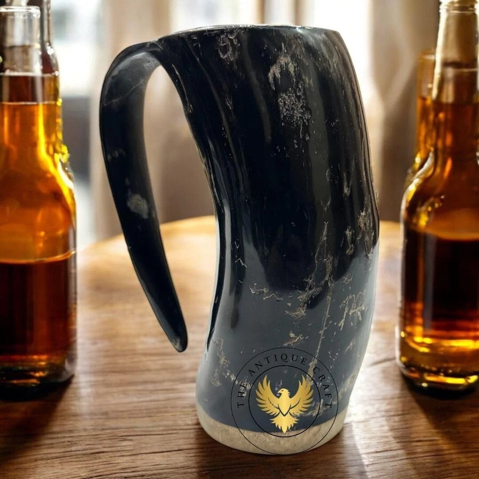 Authentic Viking-style drinking horn mug, ideal for weddings, birthdays, and themed parties