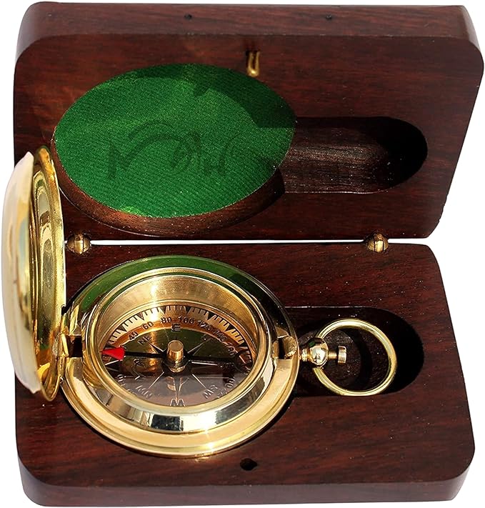 Backpacking Navigation Personalized Compass – Custom Brass Adventure Gift