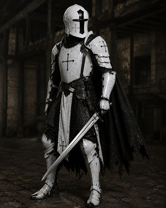 Handcrafted Barbuta helmet from a Medieval Knight Armor set designed for historical reenactment and cosplay events