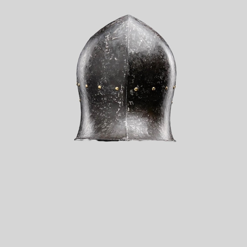 Knight Barbuta Helmet worn in LARP setting for immersive medieval cosplay experience