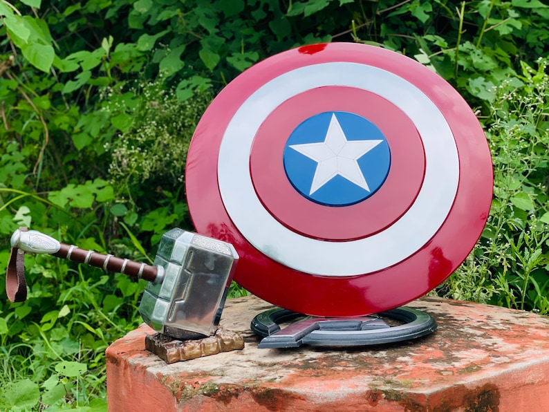 Battle Marvel Shield with Falcon Star Design in Red, Silver, and Blue