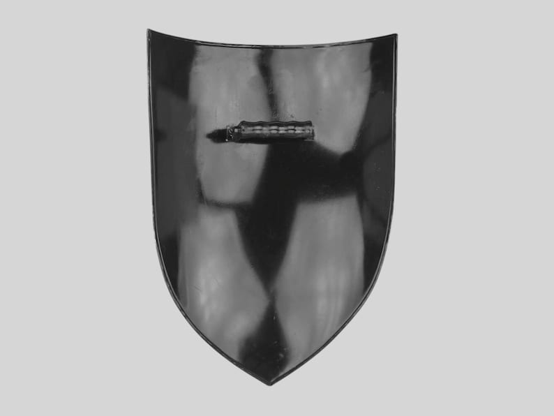 Battle-ready medieval heater shield crafted for cosplay, LARP, and costume events.