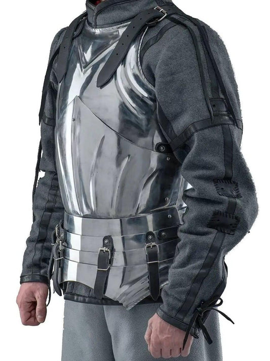 Battle-ready steel half armor chest plate with tassets for LARP and reenactment