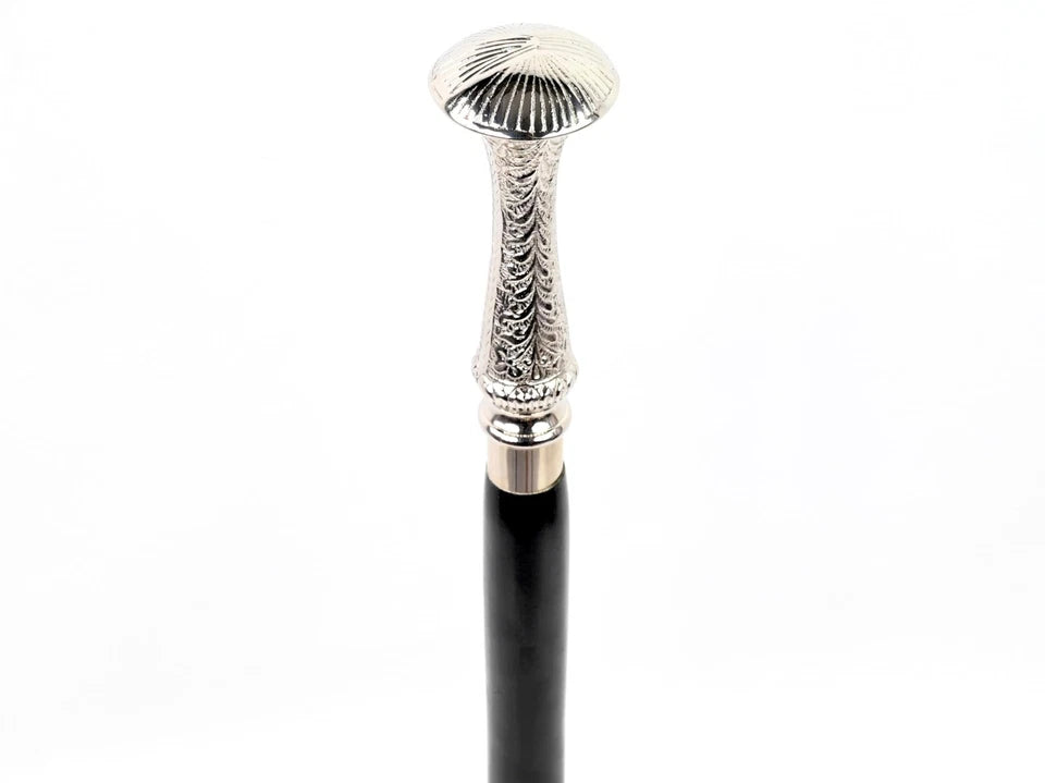 Black and silver brass handle wooden walking cane by Brass Nautical brand
