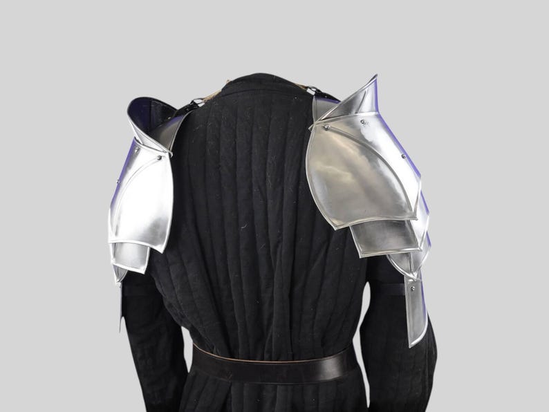 Blade-Breaker Pauldrons with Rolled Edges and Leather Straps
