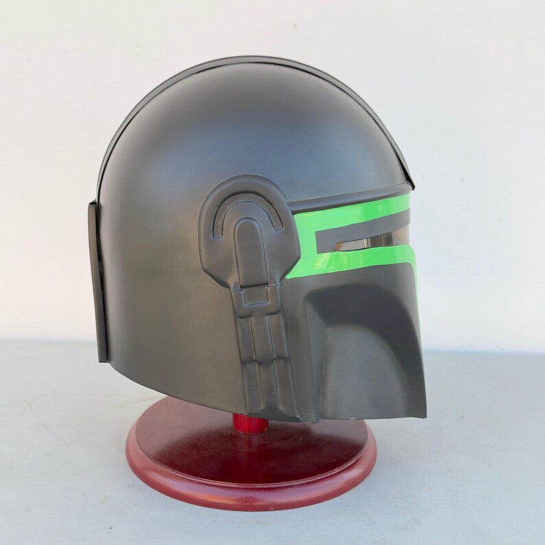 Back view of Boba Fett inspired Black The Mandalorian Helmet for costume events