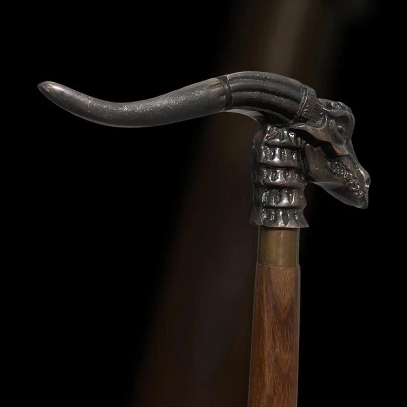 Brass dragon handle wooden folding cane walking stick with nautical style