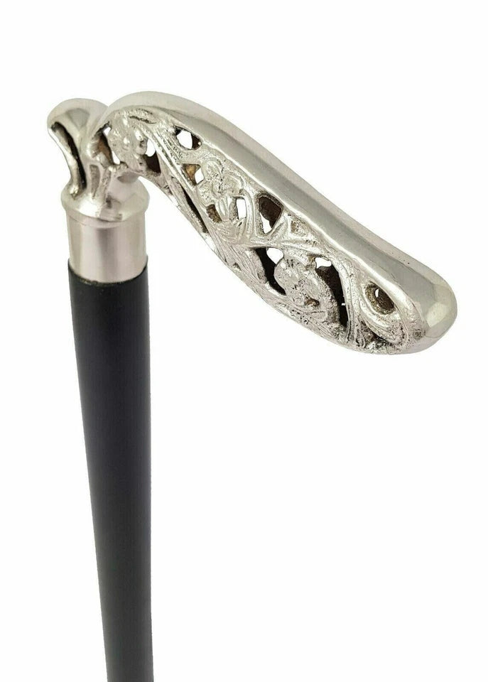 Brass handle vintage wooden walking stick cane with nautical designer head
