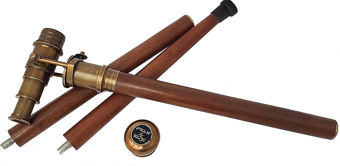 Brass handle walking stick featuring a hidden working telescope