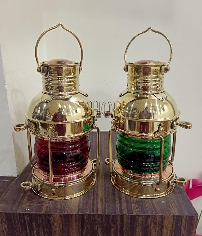 Rustic Vintage Brass Lantern Set of 2 – Handmade Decorative Lighting for Home or Cabin