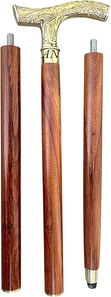 Brown ebony natural wood walking stick designed for balance and support