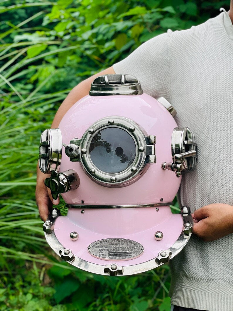 Coated Diving Helmet with smooth pink finish for home decor