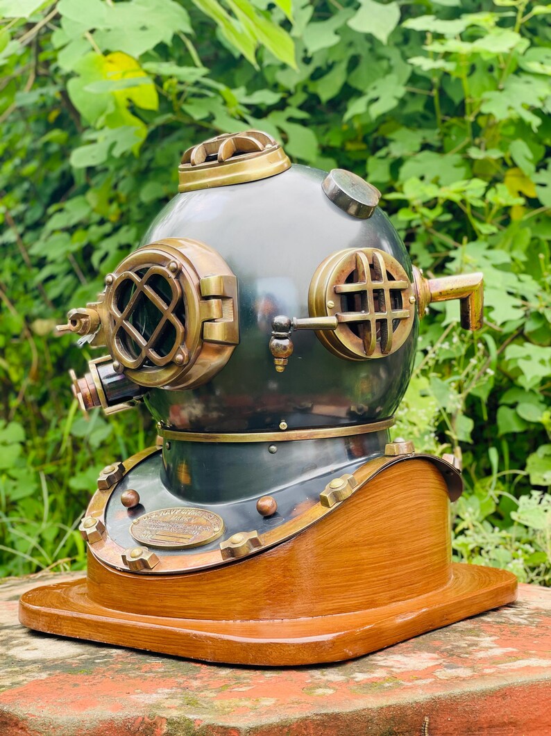 Collectible Black Diving Helmet perfect for nautical décor and gifts