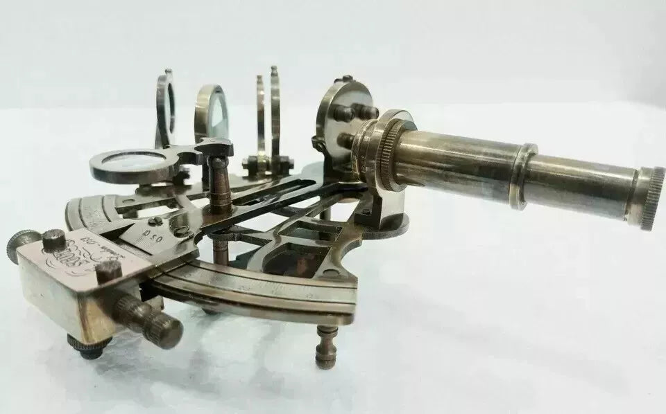 Compact nautical brass sextant collectible marine instrument for enthusiasts