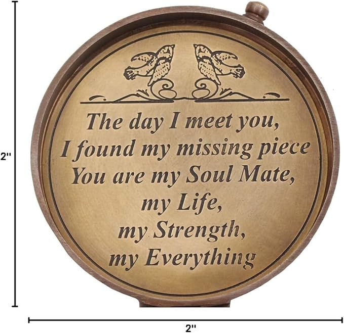 Gift packaging of brass compass with leather case, ideal gift for him